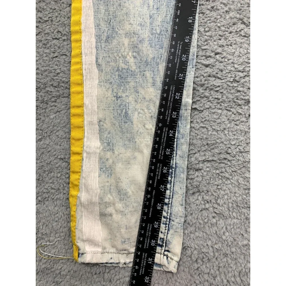 WAIMEA Skinny Fit Painted Seam Wearable Art-to-Wear Emo Grunge Punk Denim Jeans - Picture 11 of 12